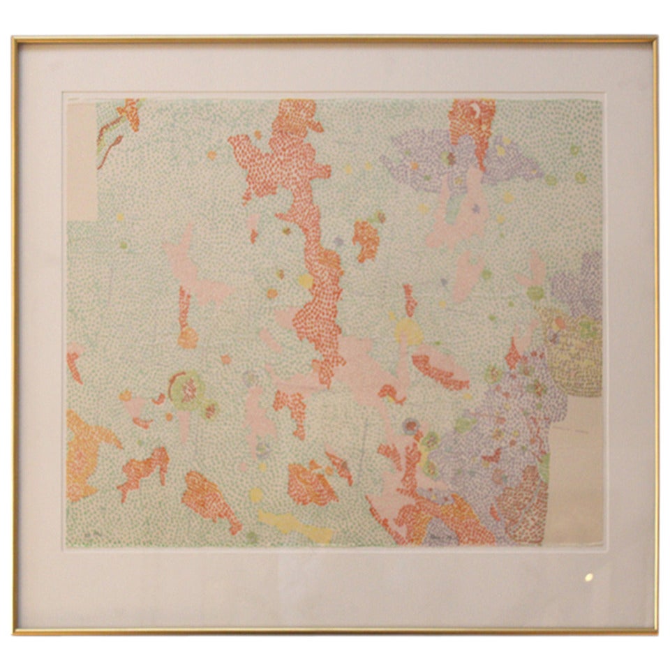 framed color lithograph For Sale