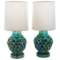 Pair of Glazed Lamps