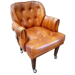 faux leather vintage chair on castors