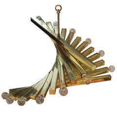 brass mid-century spiral pendant