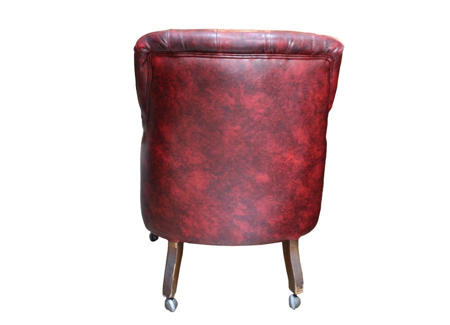 Unknown burgundy tufted side chairs For Sale