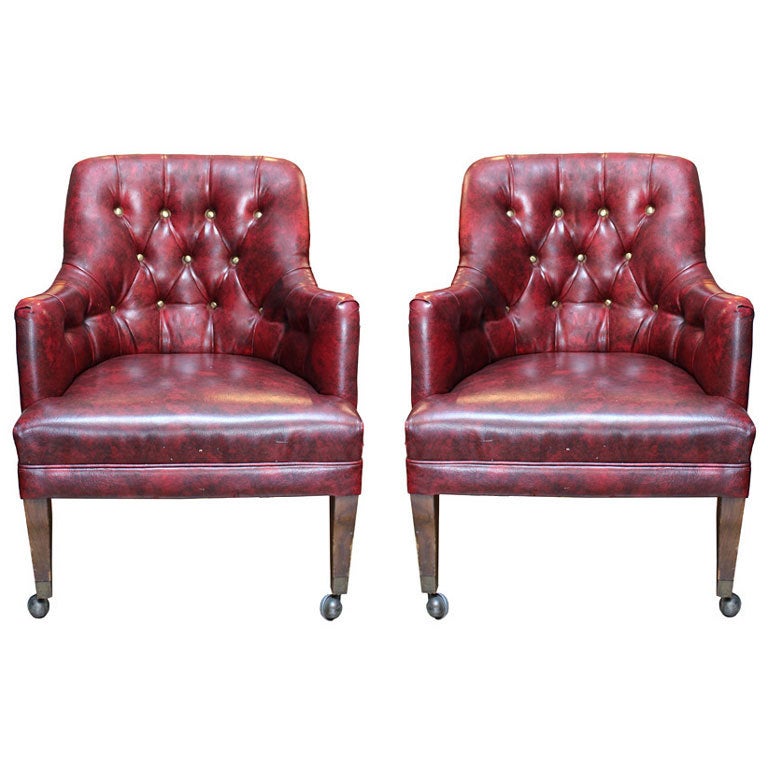 burgundy tufted side chairs For Sale