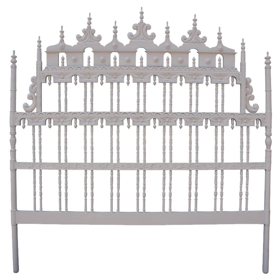 ornate spindle headboard For Sale