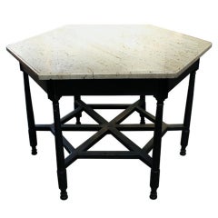 hexagonal travertine top table