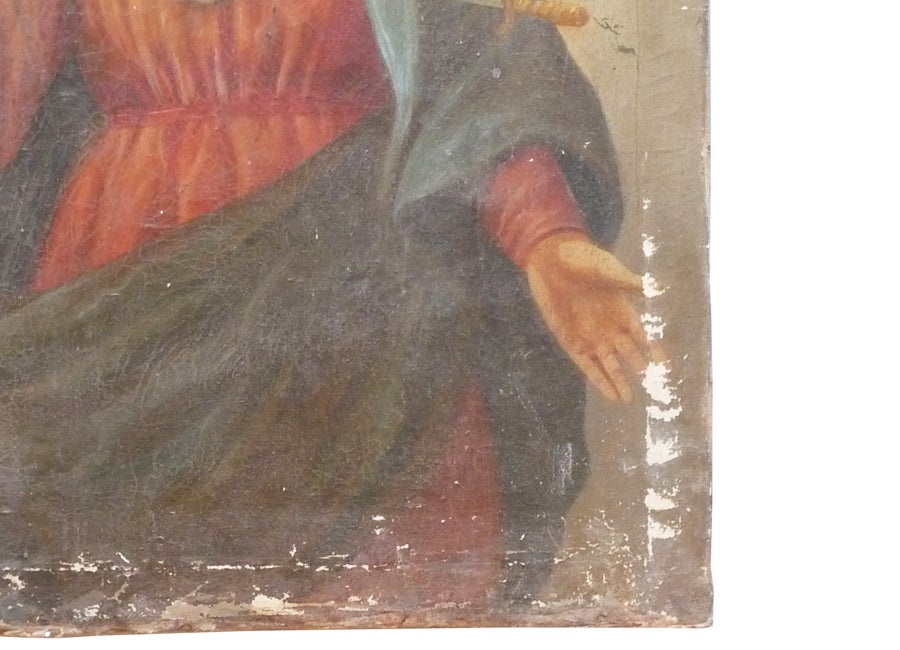 antique religious painting In Good Condition For Sale In Los Angeles, CA