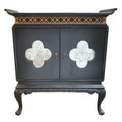 black quatrefoil cabinet
