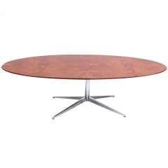 Vintage Oval Table With Wooden Top By Knoll
