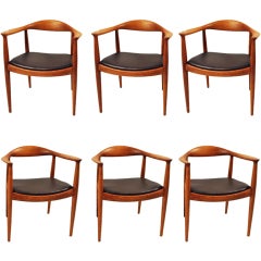 Set of 6 oak Hans Wegner chairs