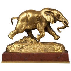 Antoine-Louis Barye Gilt Bronze Elephant from Senegal