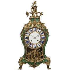 Green Horn and Gilt Bronze Cartel Clock, Louis XV Period