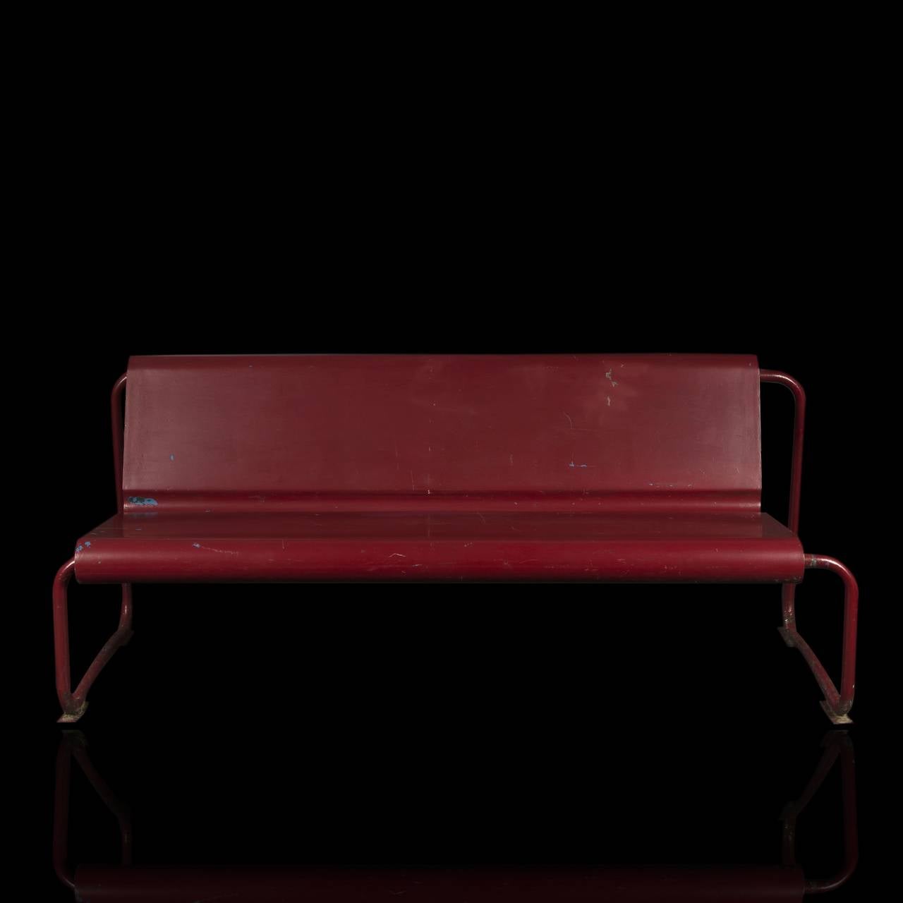 Willy Guhl Red Fiberglass Bench, circa 1960