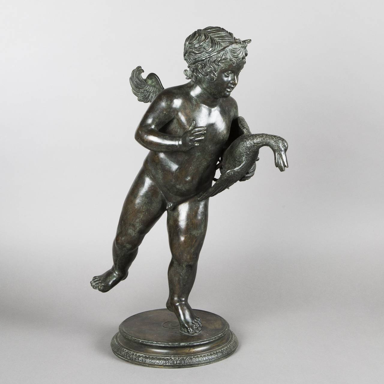 Fountain Figuring a Cupid and a Duck in Bronze, Italy, Early 19th Century For Sale 3
