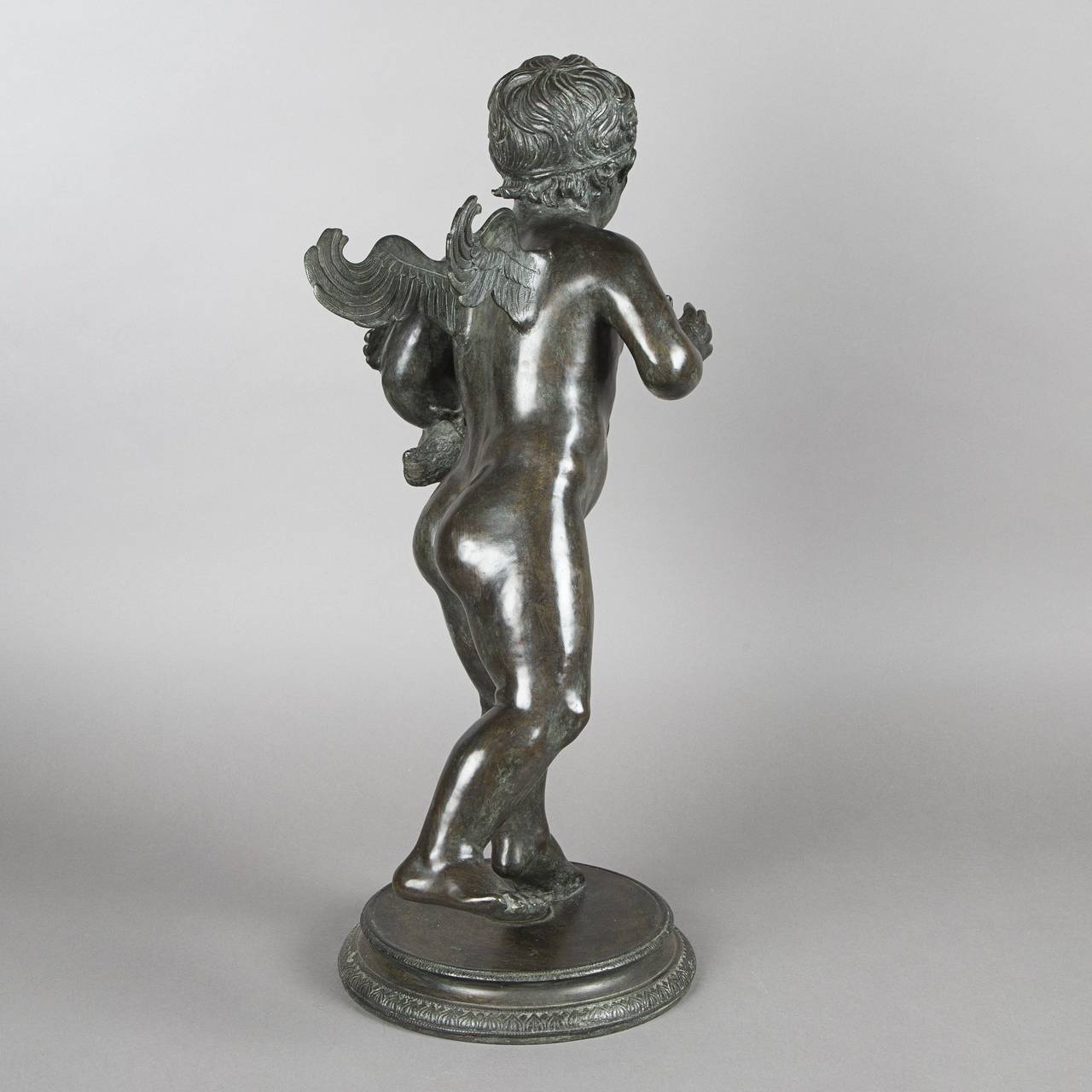 Fountain Figuring a Cupid and a Duck in Bronze, Italy, Early 19th Century For Sale 1