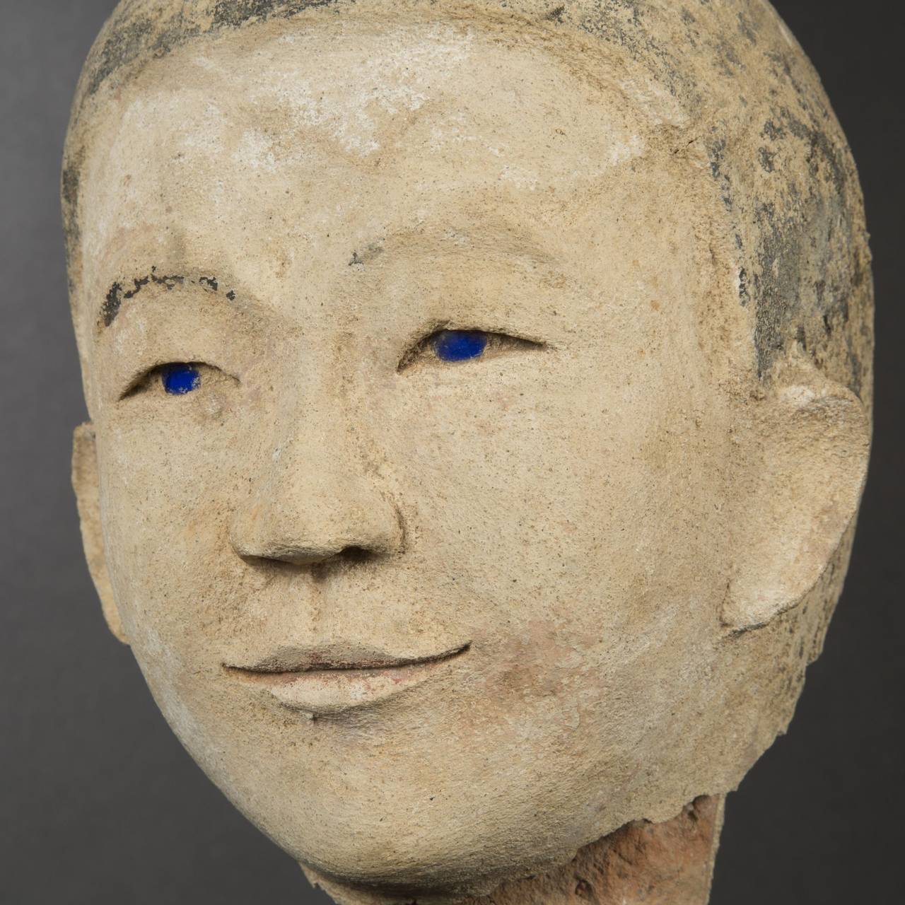 Burmese Stucco Head of Monk or Nat, Burma 18th Century For Sale