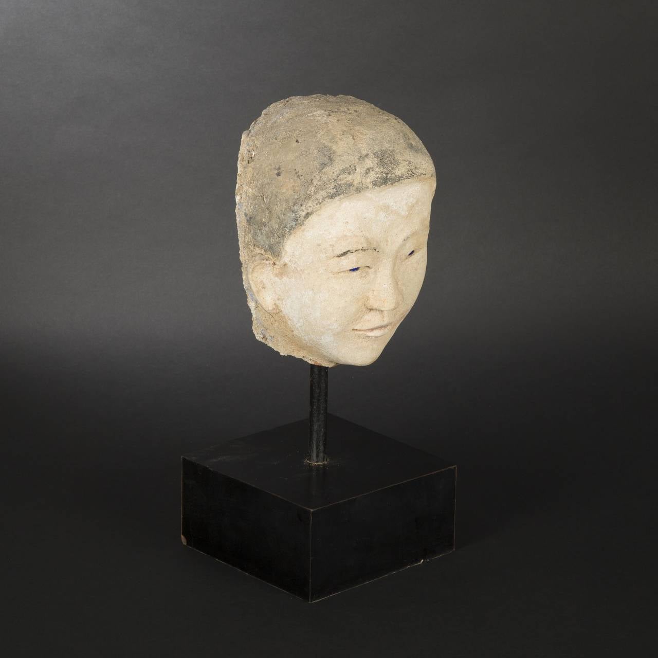 18th Century and Earlier Stucco Head of Monk or Nat, Burma 18th Century For Sale