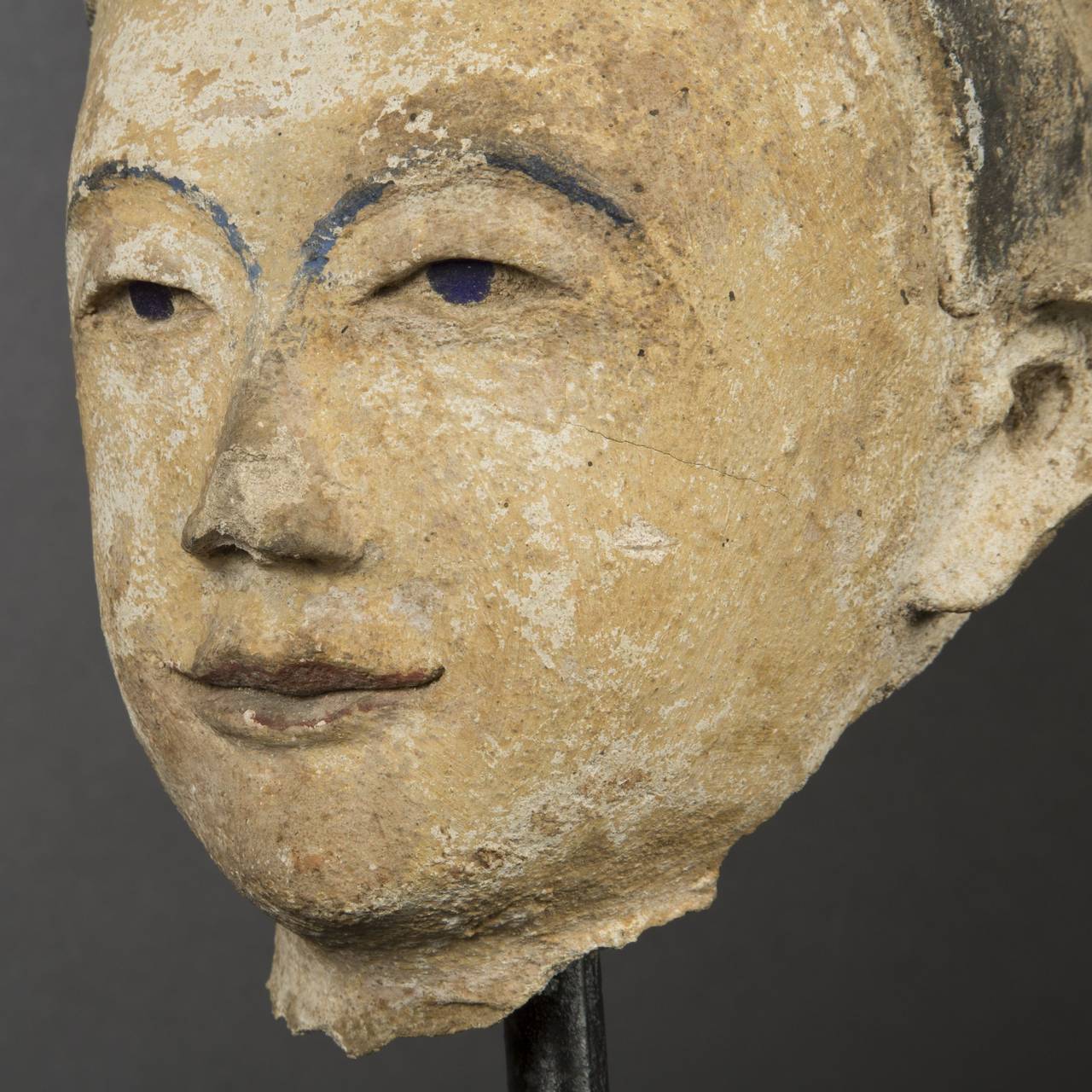 Burmese Stucco Head of Monk or Nat, Burma, 18th Century For Sale