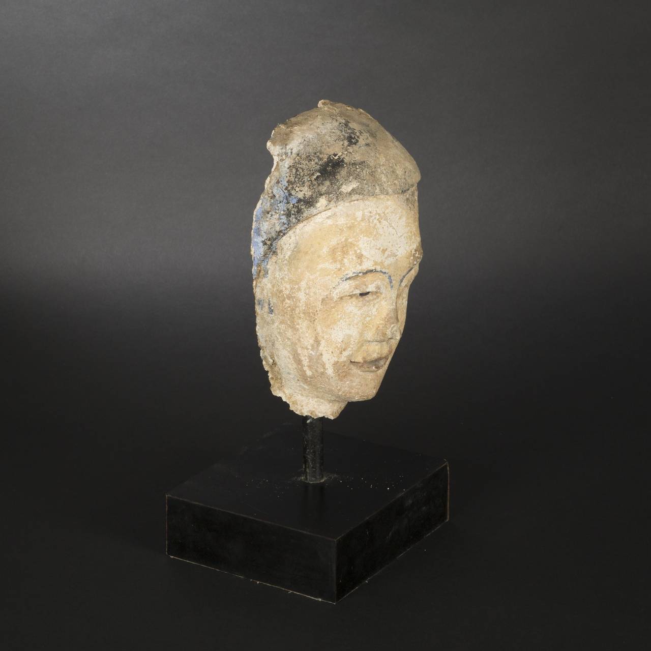 18th Century and Earlier Stucco Head of Monk or Nat, Burma, 18th Century For Sale
