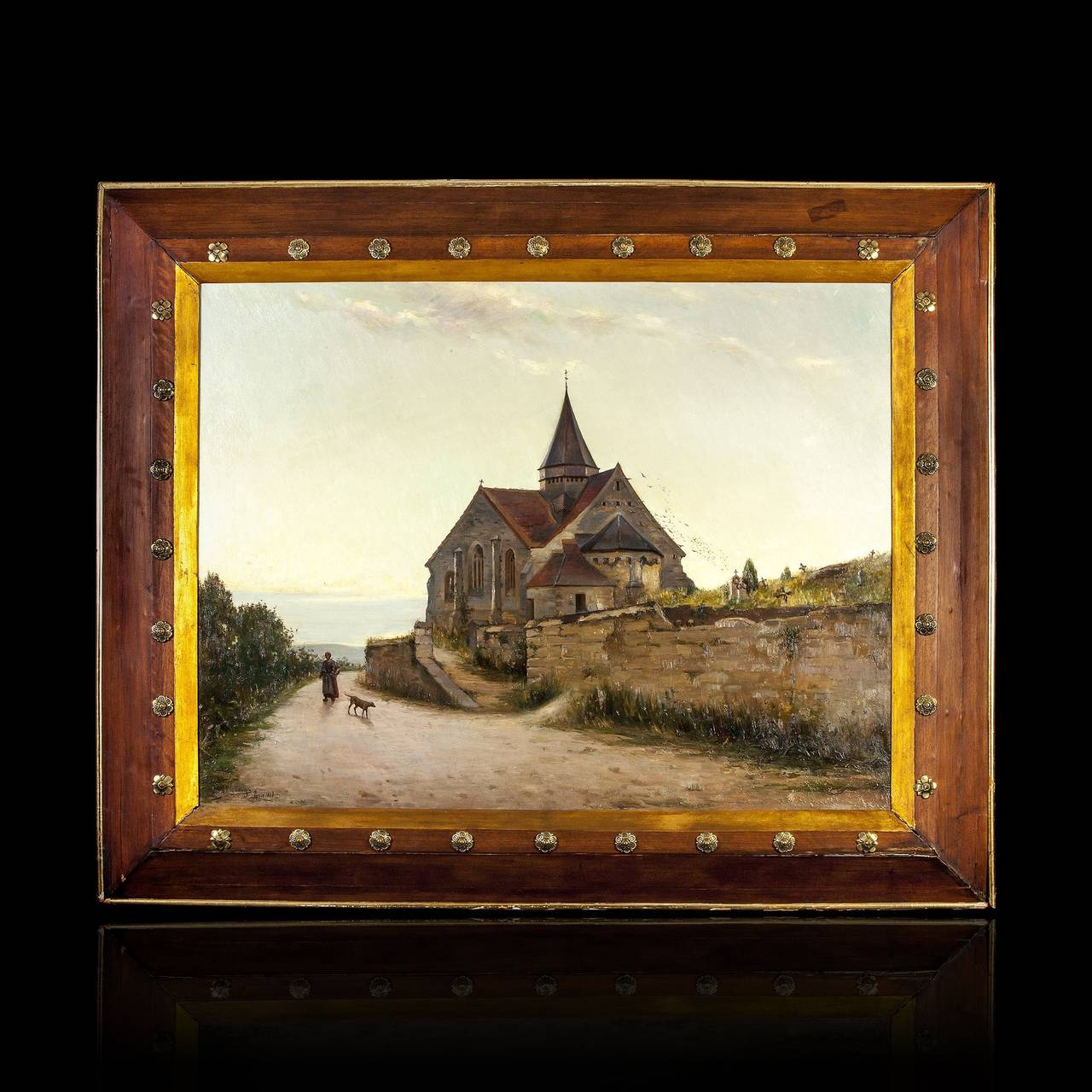 Jaime Vilallonga Painting, "View of Church"