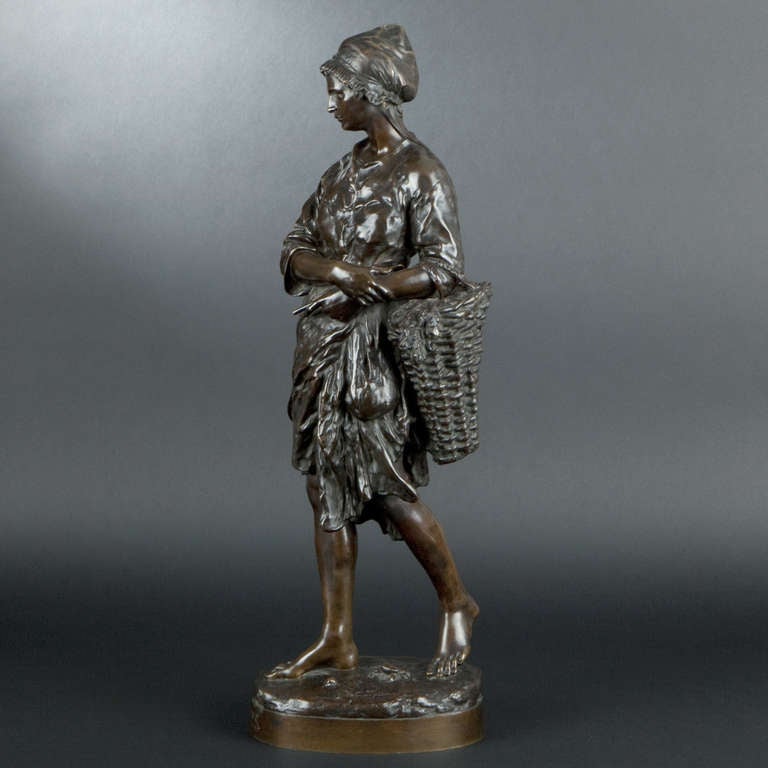 French Jean-Baptiste Carpeaux. La pêcheuse de Vignots, bronze For Sale