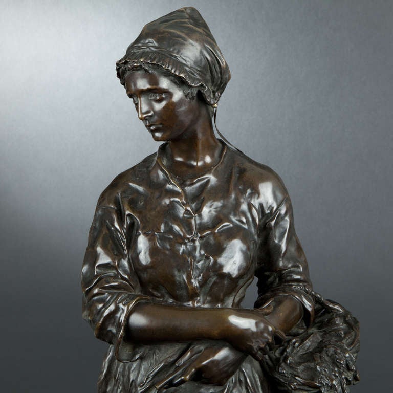 Jean-Baptiste Carpeaux. La pêcheuse de Vignots, bronze In Good Condition For Sale In Paris, FR
