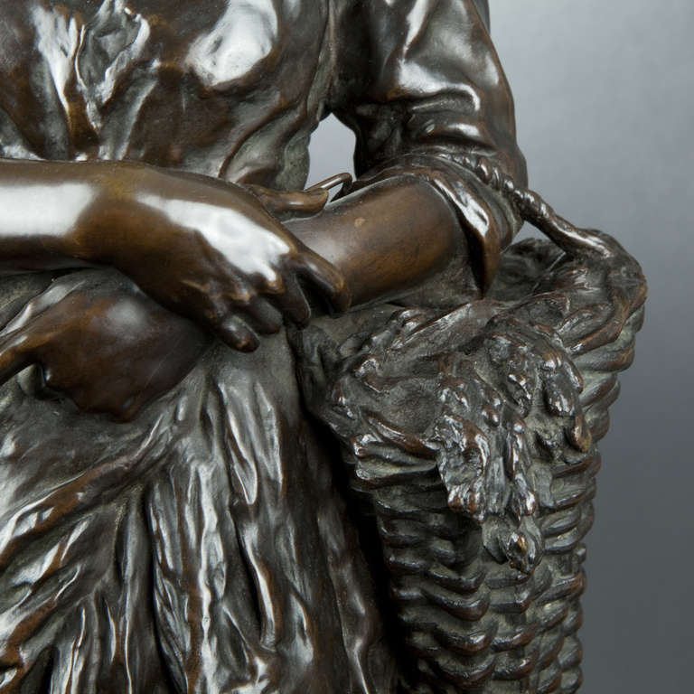 19th Century Jean-Baptiste Carpeaux. La pêcheuse de Vignots, bronze For Sale