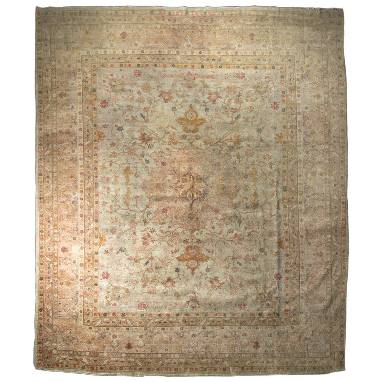 Wool and Silk Ghom Rug, Iran 19th Century For Sale