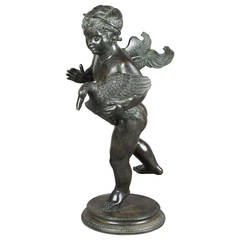 Fountain Figuring a Cupid and a Duck in Bronze, Italy, Early 19th Century
