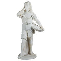 Italian School Late 19th Century Marble Sculpture, "The Way Back After Fishing"