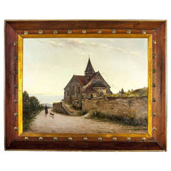 Antique Jaime Vilallonga Painting, "View of Church"