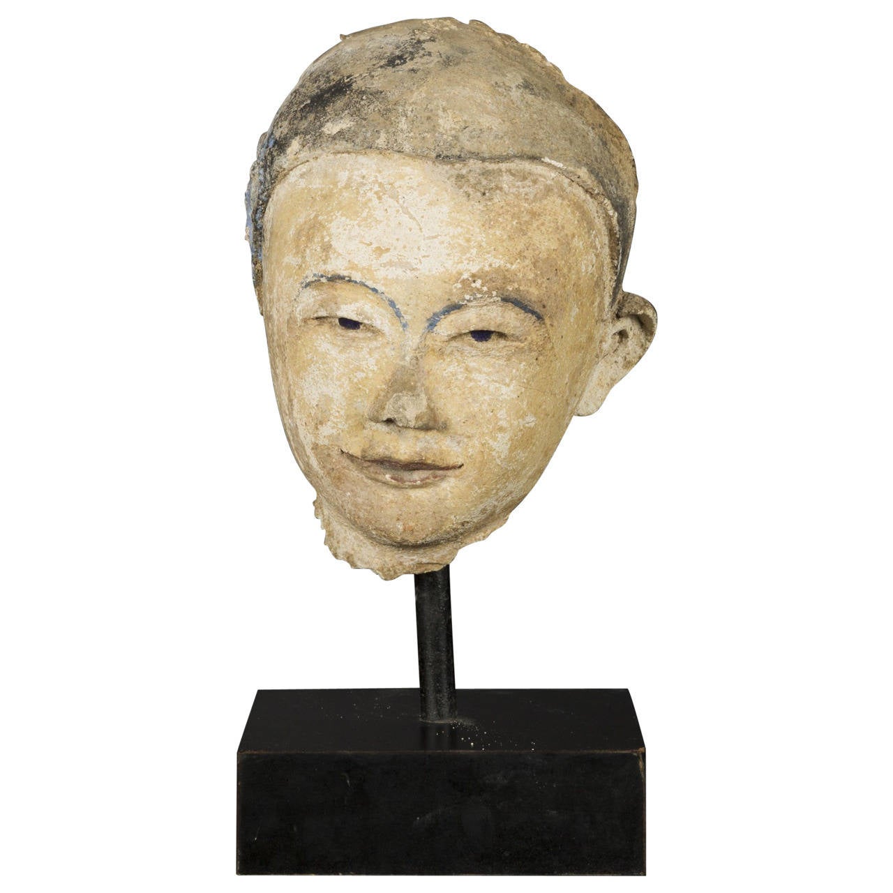 Stucco Head of Monk or Nat, Burma, 18th Century For Sale