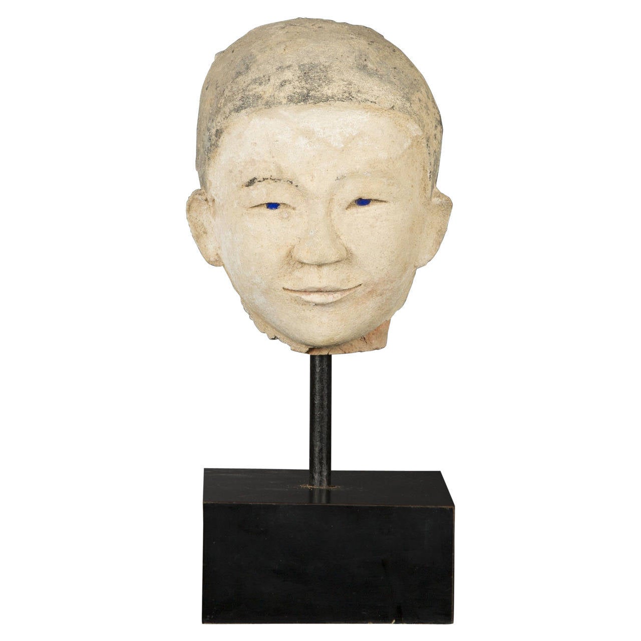 Stucco Head of Monk or Nat, Burma 18th Century For Sale