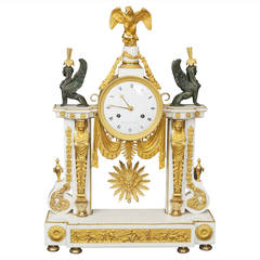Marble and Gilt Bronze Portico Pendulum Clock, 19th Century