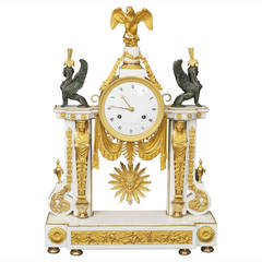Antique Marble and Gilt Bronze Portico Pendulum Clock, 19th Century