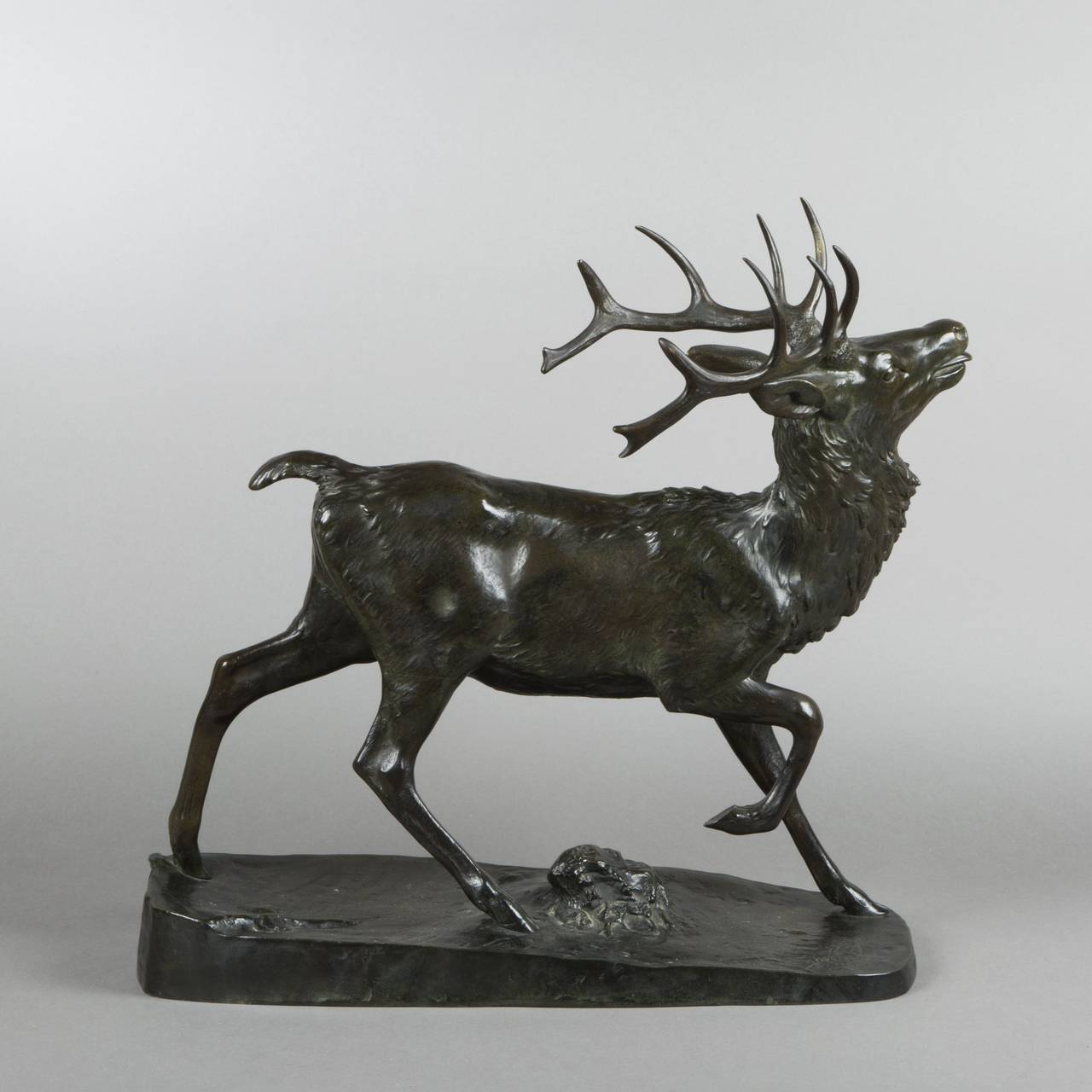 Antoine Louis Barye Large Standing Bronze Stag