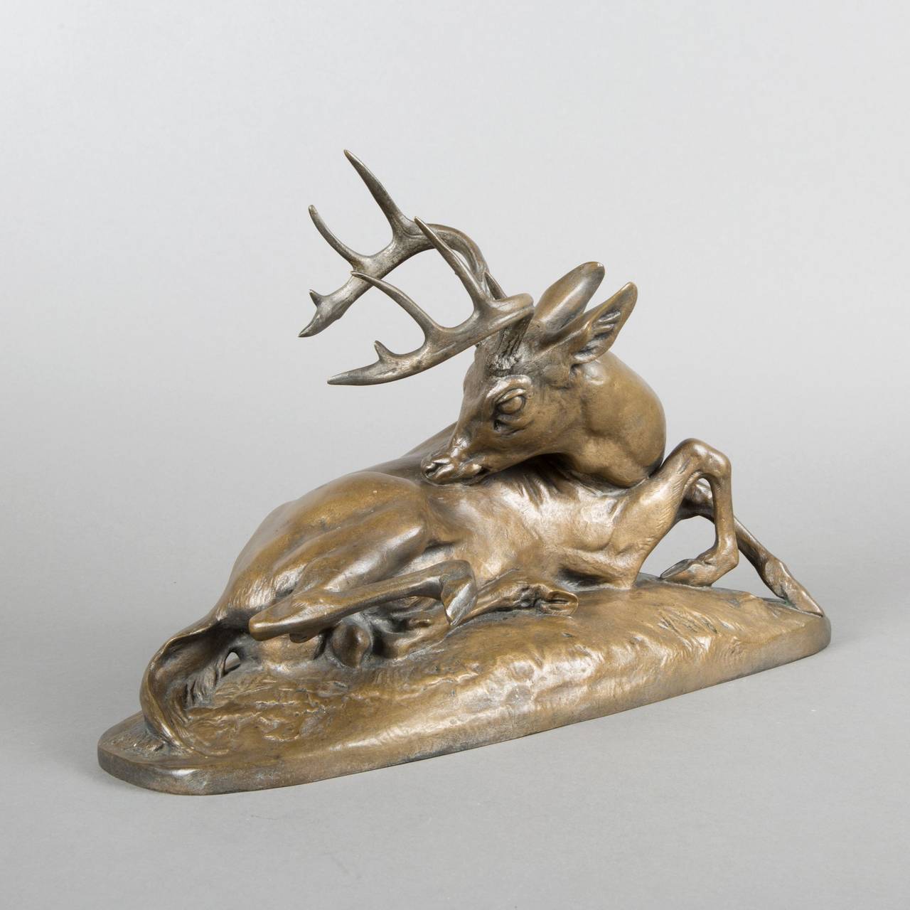 Antoine Louis Barye "Virginia Stag, Lying" in Bronze