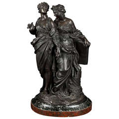 Bronze Statuette of Two Muses, 19th Century
