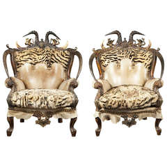 Michel Haillard Pair of Caligula Throne-Armchairs