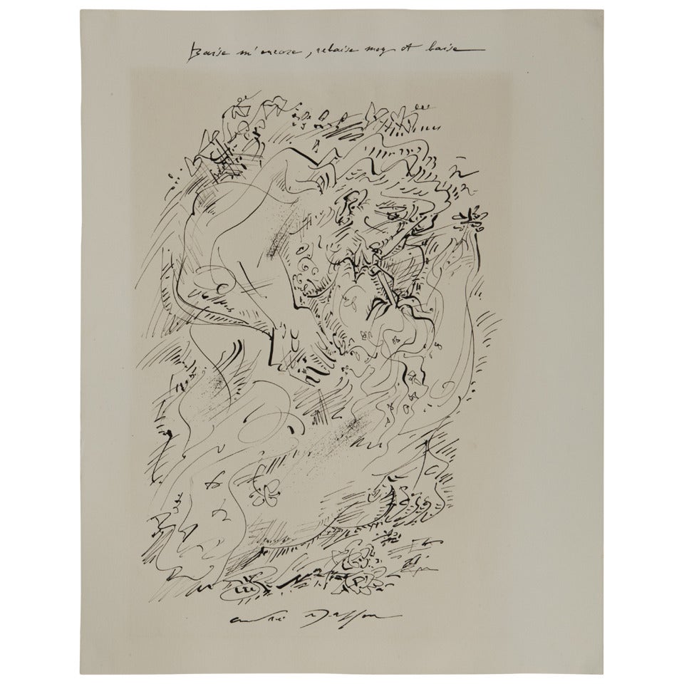 André Masson Drawing, Embracing Couple For Sale