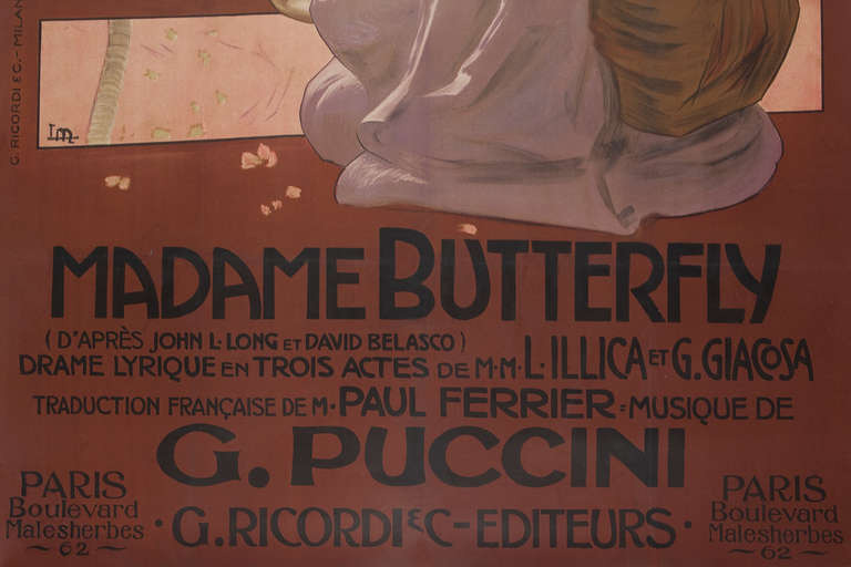 Italian L. Metlicovitz Poster for Madame Butterfly by Puccini For Sale