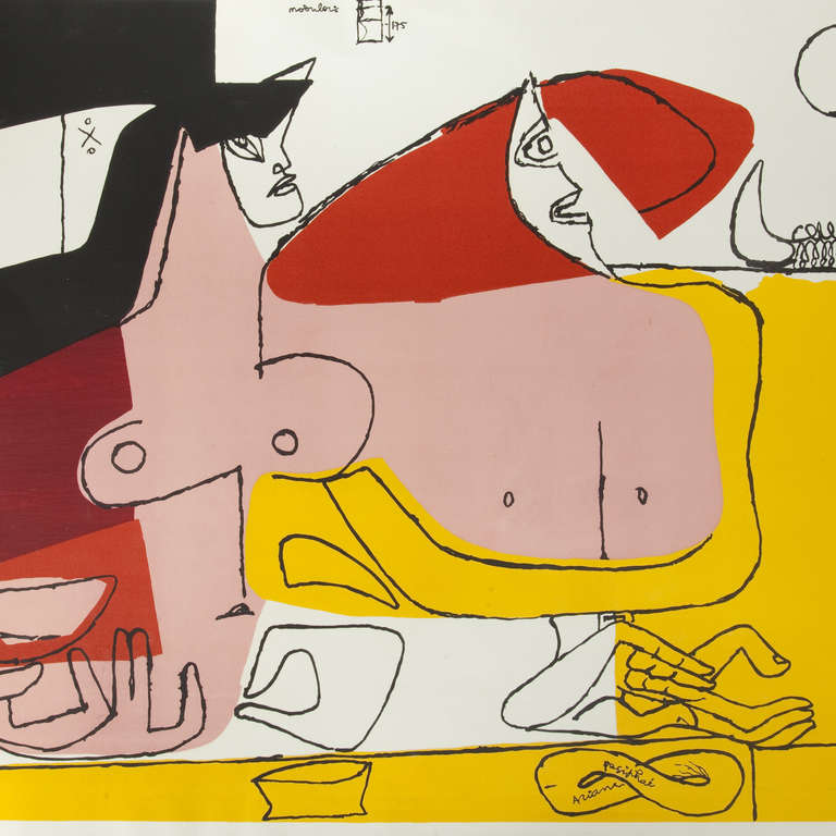 French Charles Édouard Jeanneret alias Le Corbusier. La femme rose, lithograph