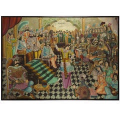 Large café painting. Iran, 20th Century