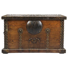 Antique Wooden Trunk, India 20th Century