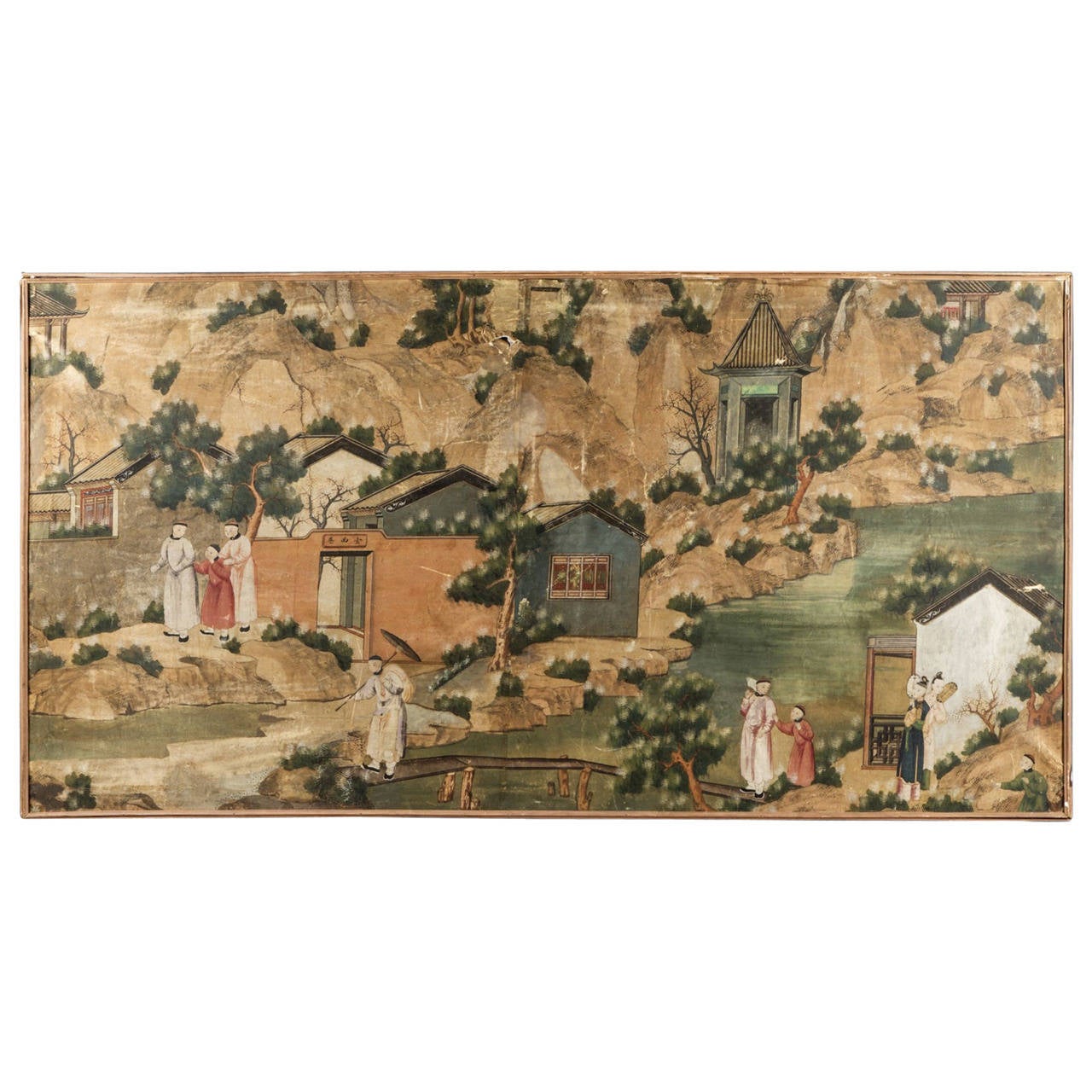 Rare Two Wallpaper Fragments, China 18th Century