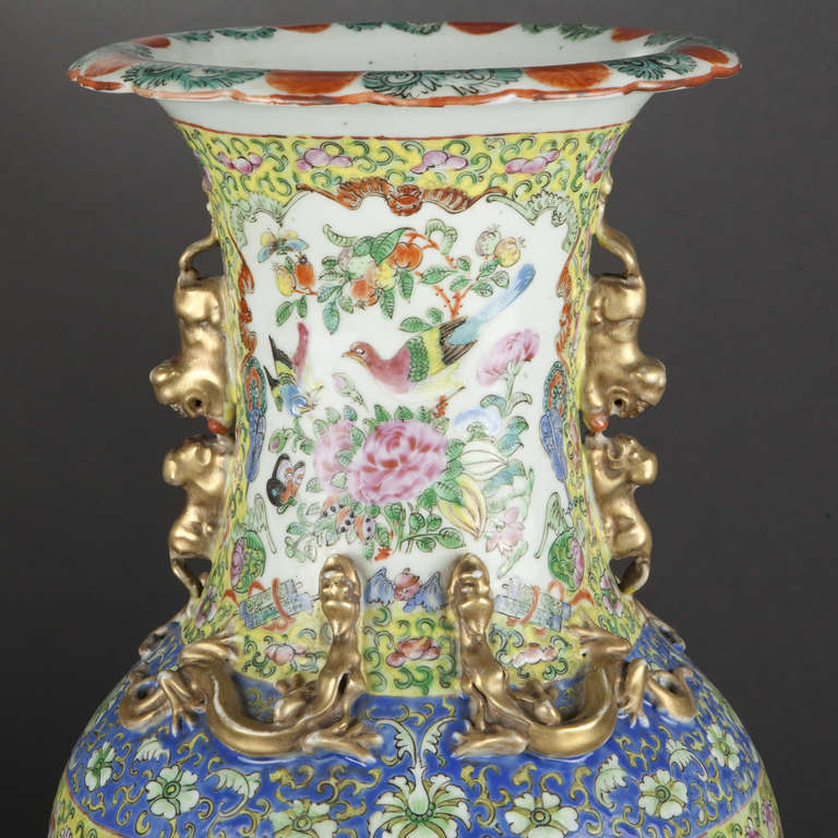 Pair Of Porcelain Vases. Guangzhou, 19th Century at 1stDibs