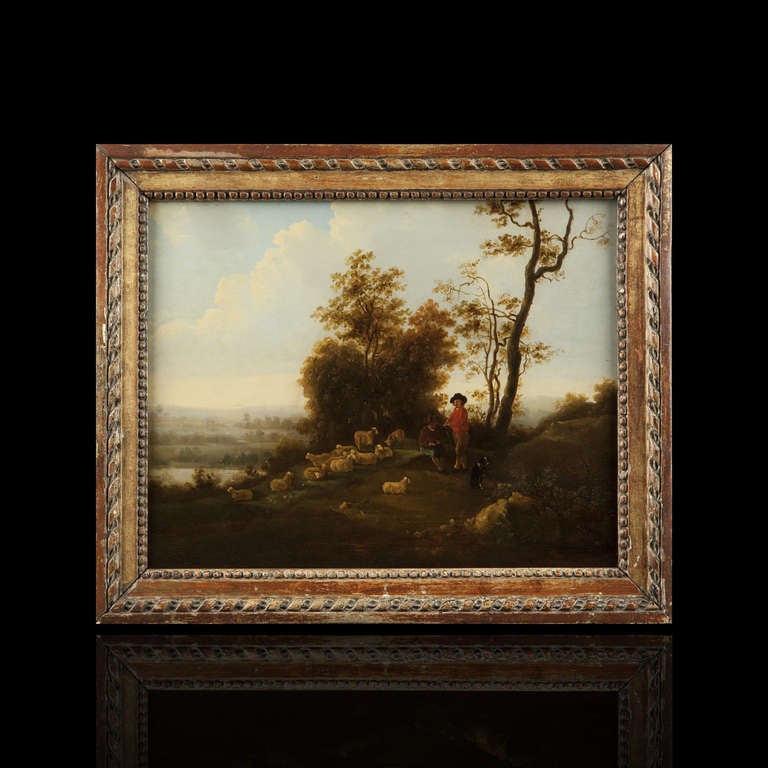 English School circa 1820. Shepherd and His Flock, painting
