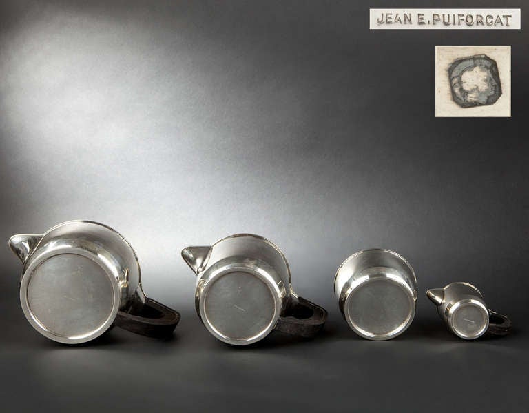 Mid-20th Century Jean-Emile Puiforcat Silver Tea Coffee Service, circa 1930 For Sale