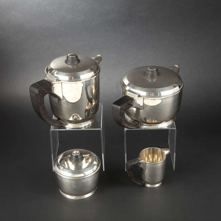 French Jean-Emile Puiforcat Silver Tea Coffee Service, circa 1930 For Sale