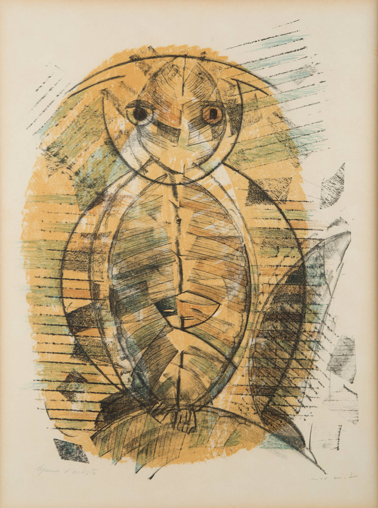 Max Ernst, Owl-Harlequin, 1955, Lithograph 1