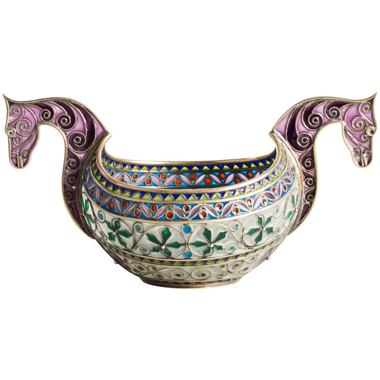 Marius Hammer, Norwegian Silver-Gilt and Plique-a-Jour Enamel Bowl, circa 1900 For Sale