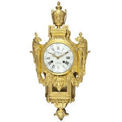 Gilt Bronze Wall Clock Louis XVI Period